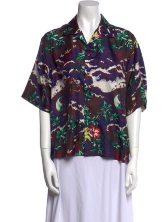 Dsquared² Silk Printed Button-Up Top