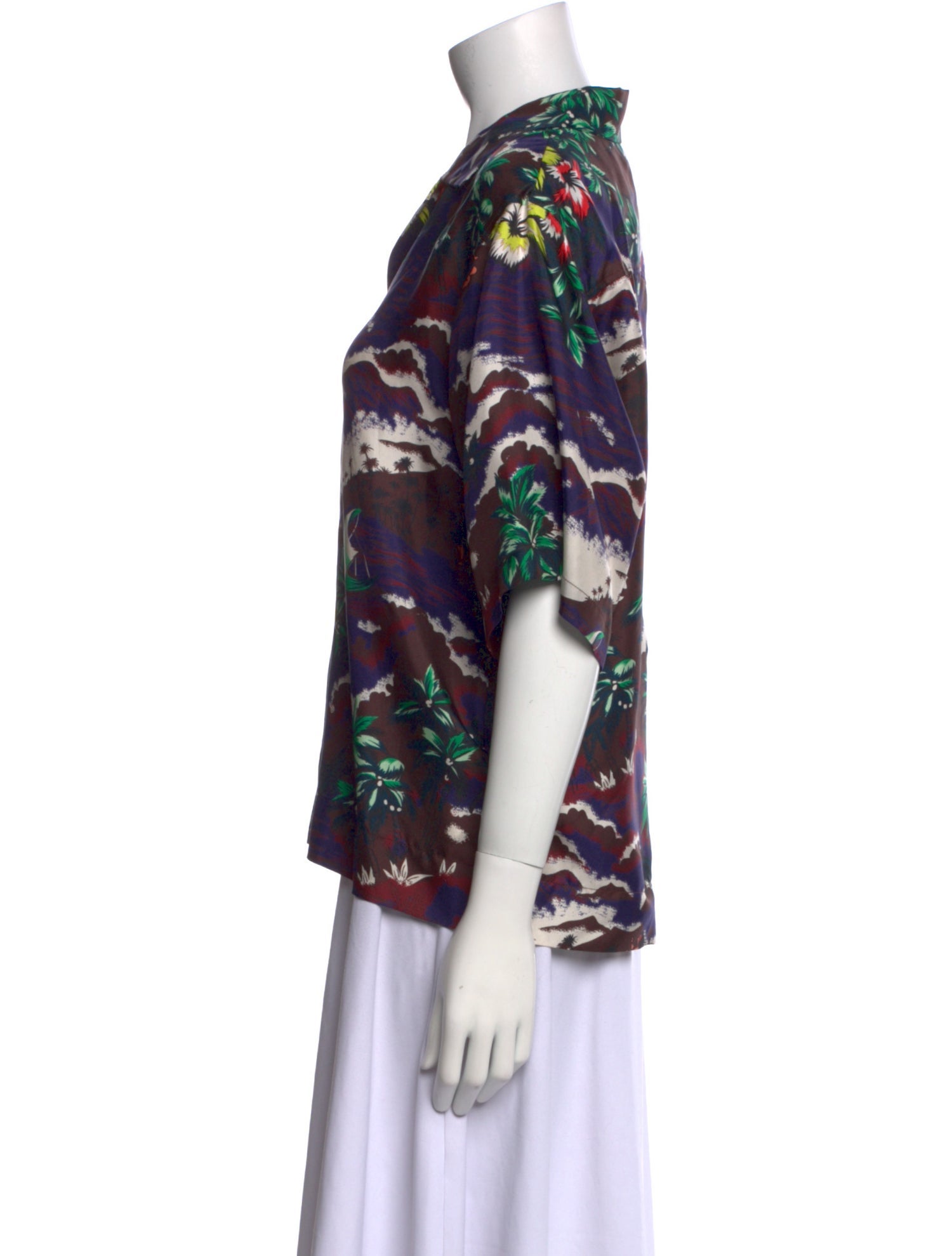 Dsquared² Silk Printed Button-Up Top