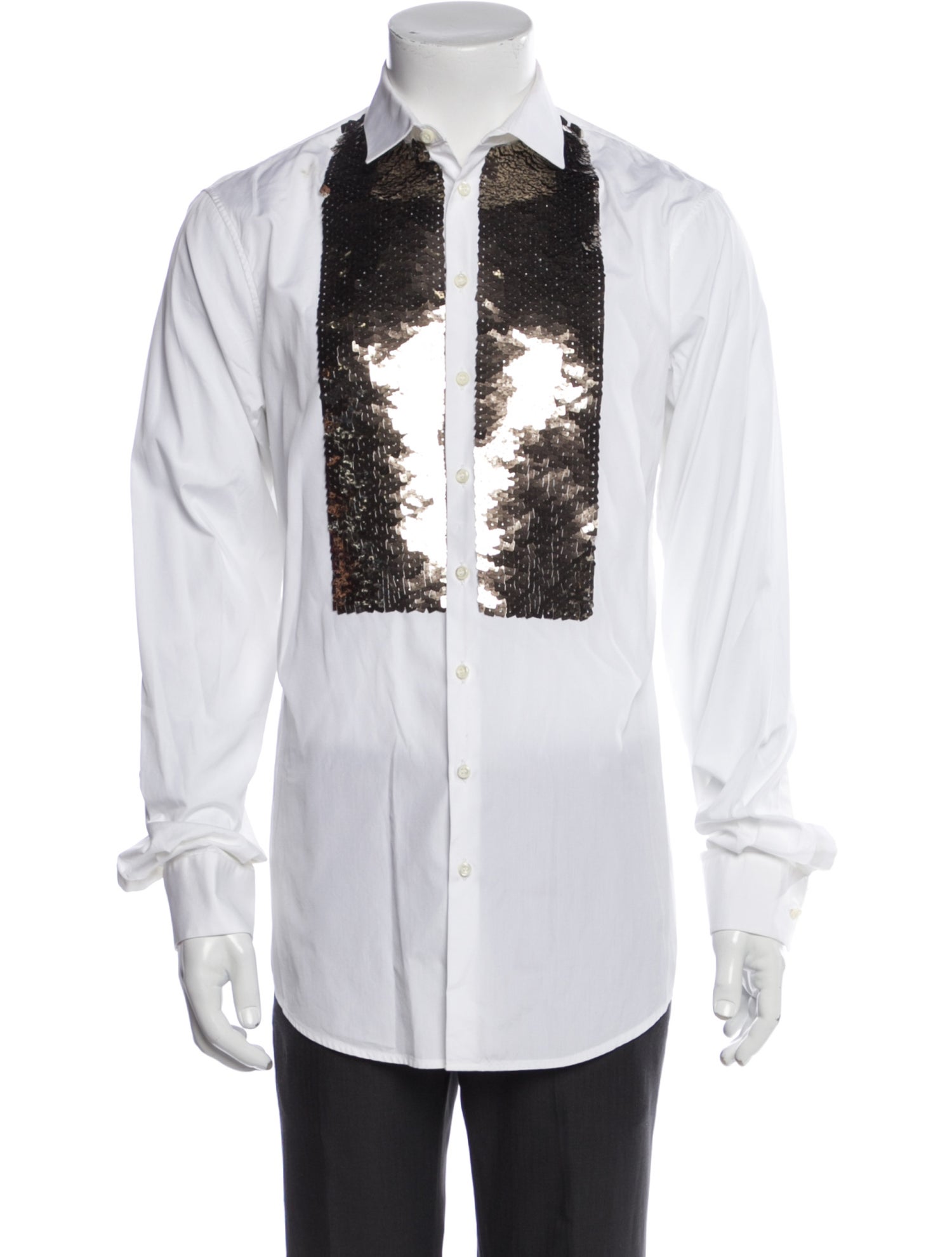 Dsquared² Colorblock Pattern Long Sleeve Tuxedo Shirt
