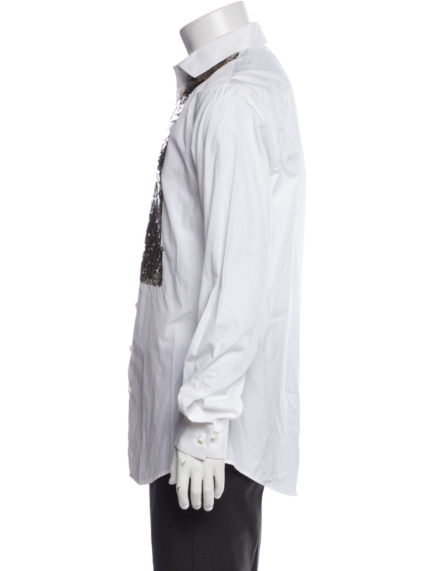 Dsquared² Colorblock Pattern Long Sleeve Tuxedo Shirt