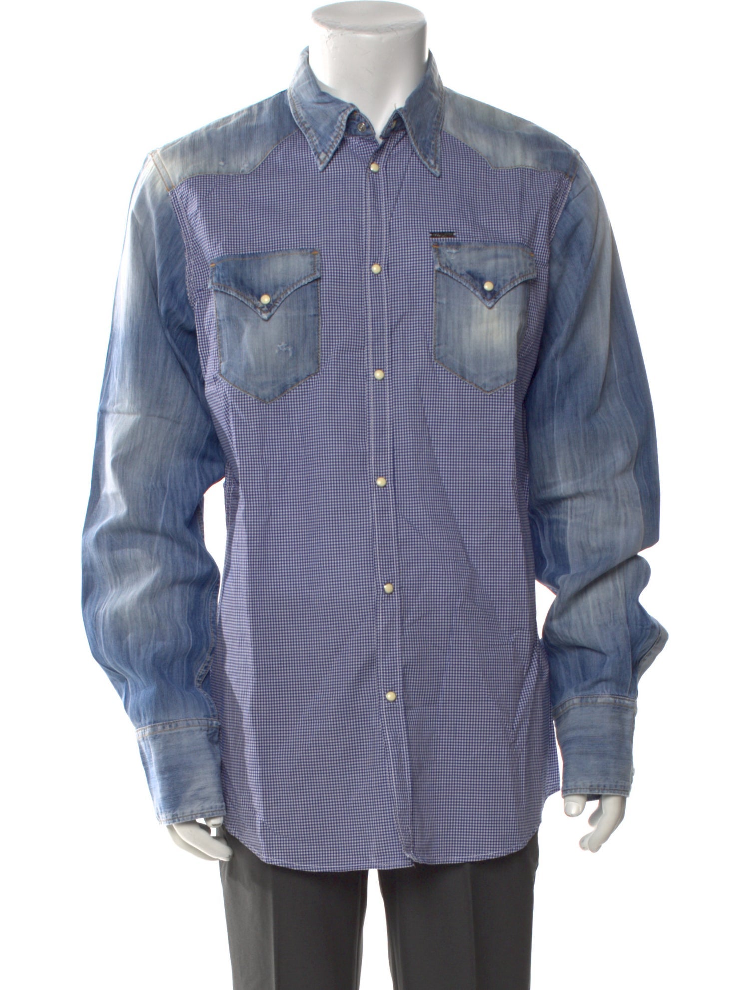 Dsquared² Tie-Dye Print Long Sleeve Western Shirt