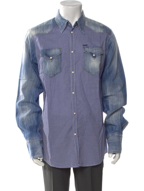 Dsquared² Tie-Dye Print Long Sleeve Western Shirt