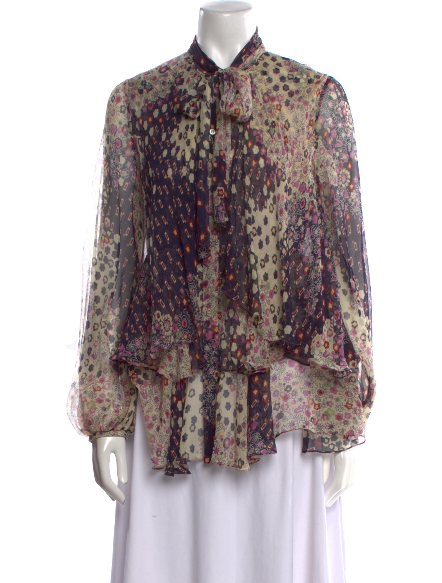 Dsquared² Silk Floral Print Blouse