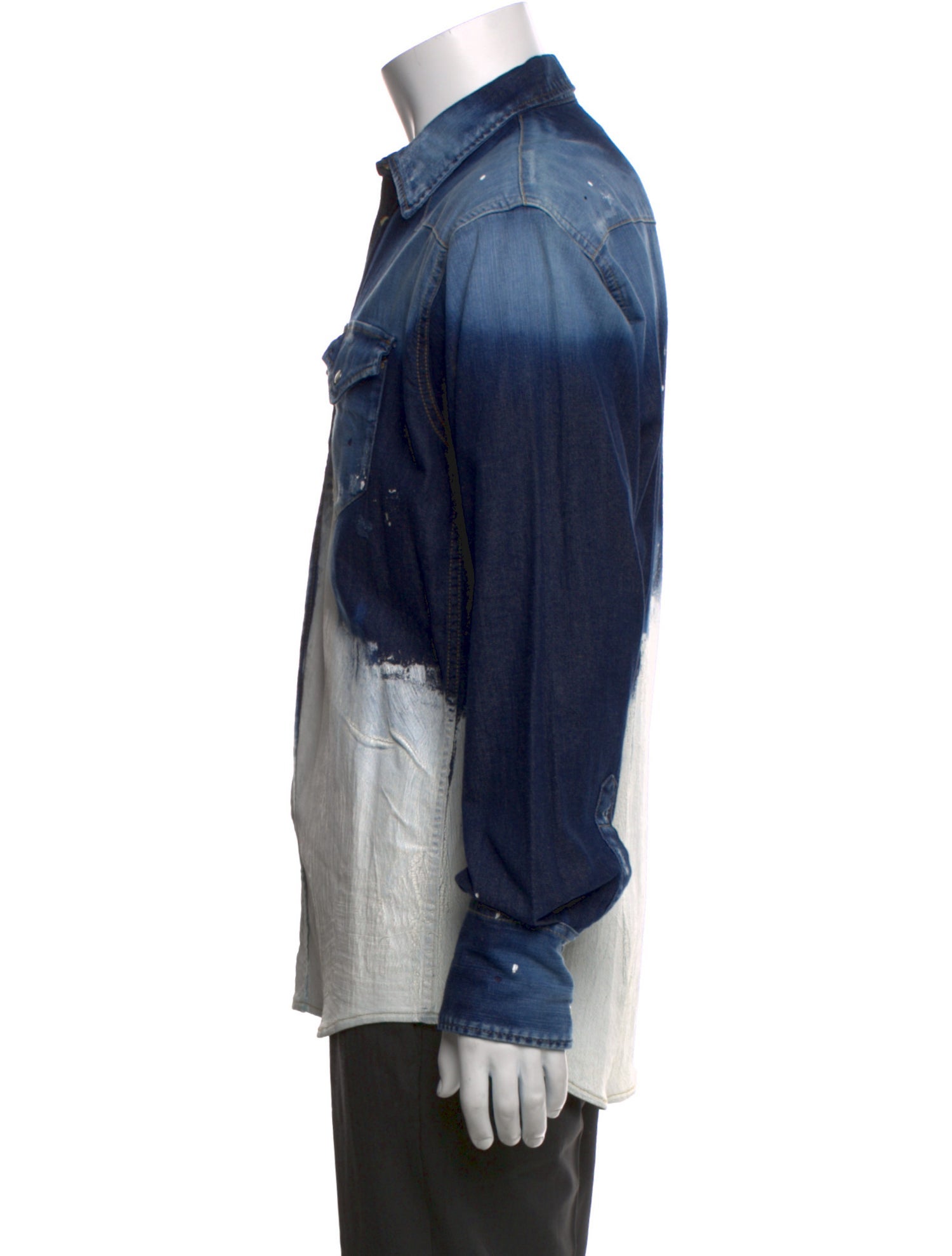 Dsquared² Tie-Dye Print Long Sleeve Denim Shirt