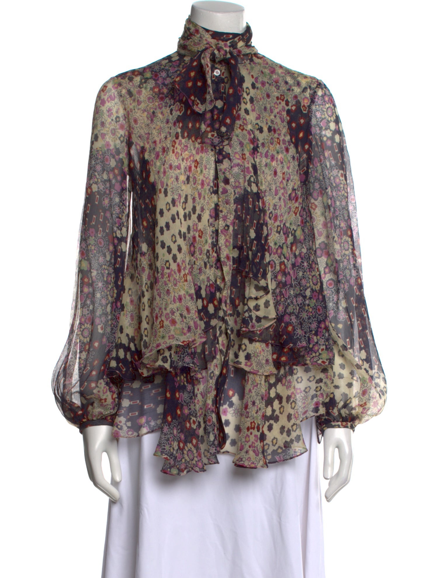 Dsquared² Silk Floral Print Blouse
