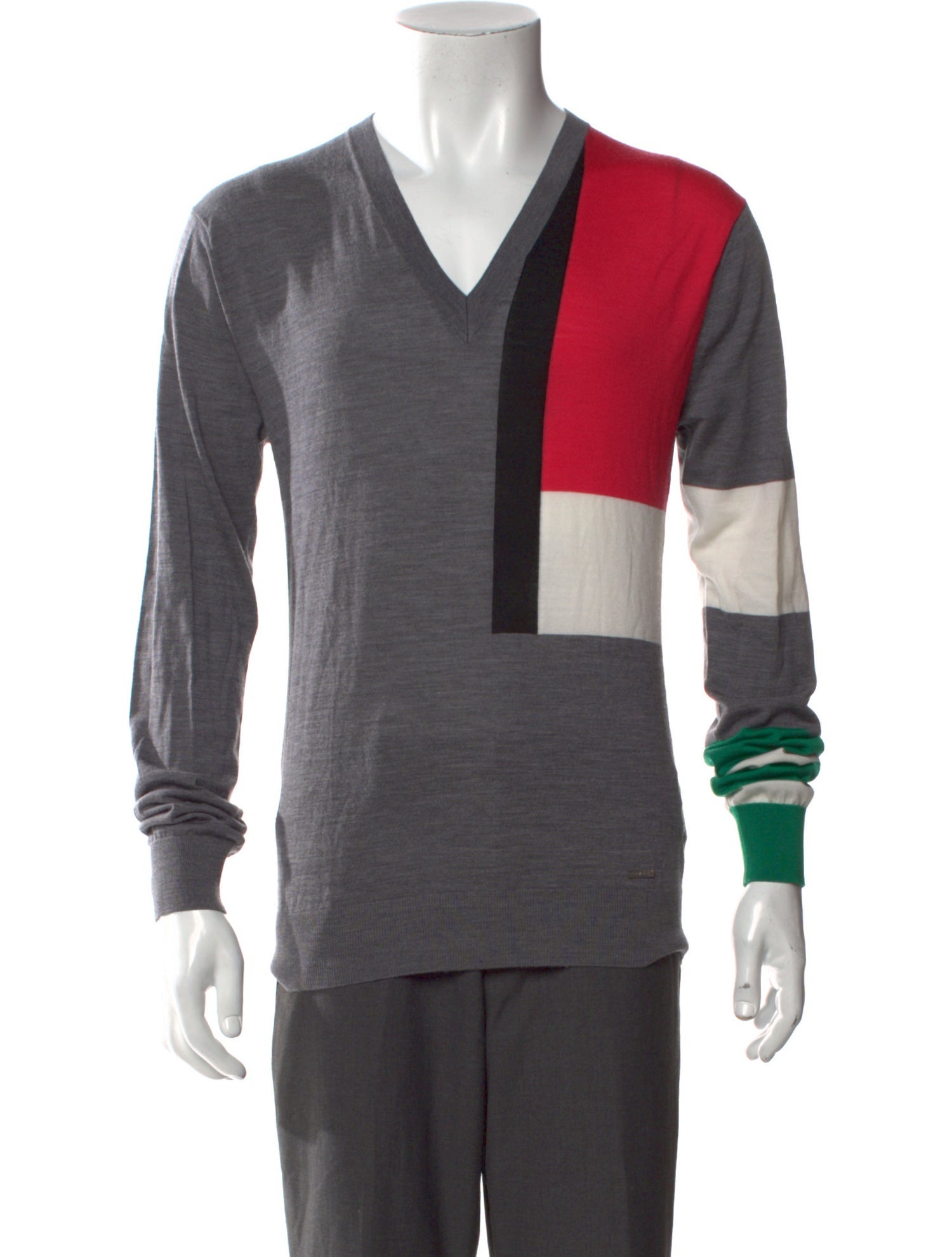 Dsquared² Wool Colorblock Pattern Pullover