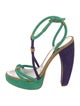 Dsquared² Suede Colorblock Pattern T-Strap Sandals
