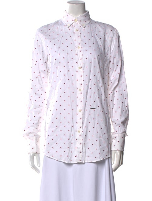 Dsquared² Polka Dot Print Long Sleeve Button-Up Top