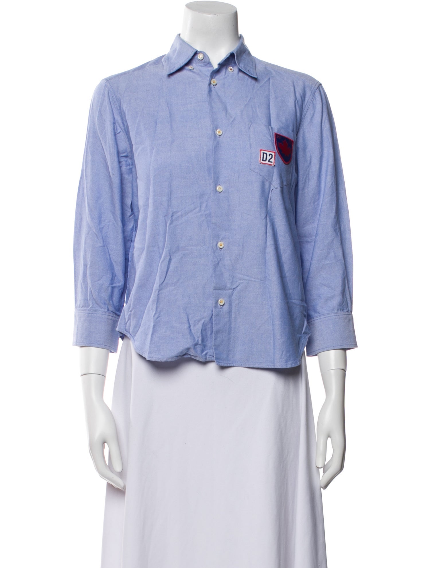 Dsquared² Three-Quarter Sleeve Button-Up Top