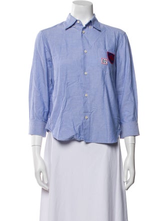 Dsquared² Three-Quarter Sleeve Button-Up Top
