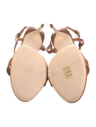 Dsquared² Leather Crystal Embellishments T-Strap Sandals