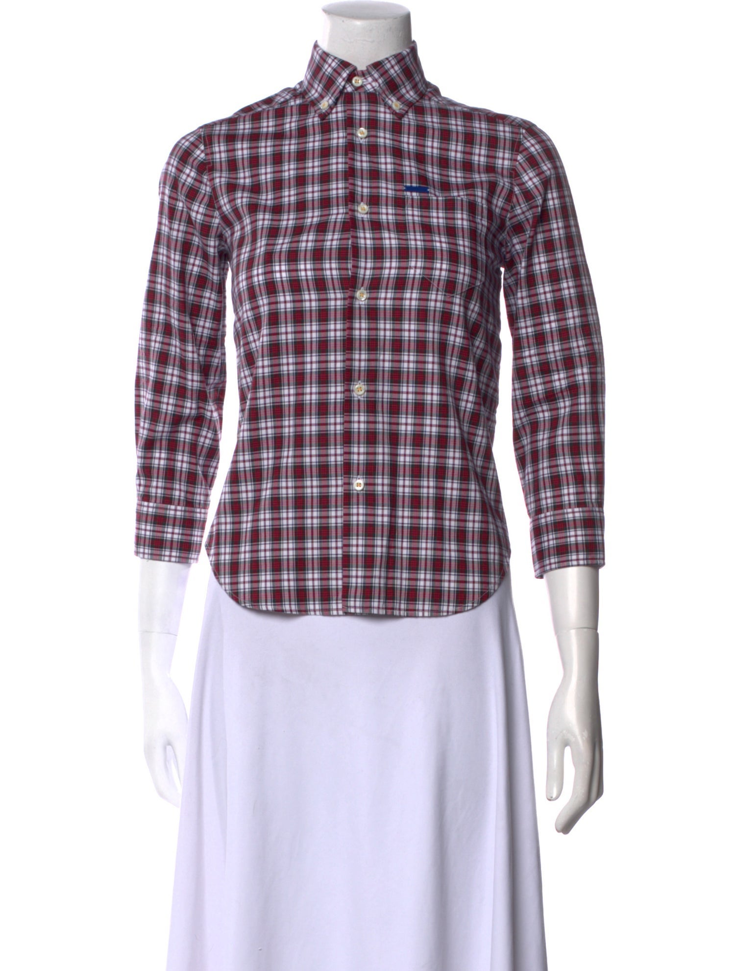 Dsquared² Plaid Print Mock Neck Button-Up Top w/ Tags