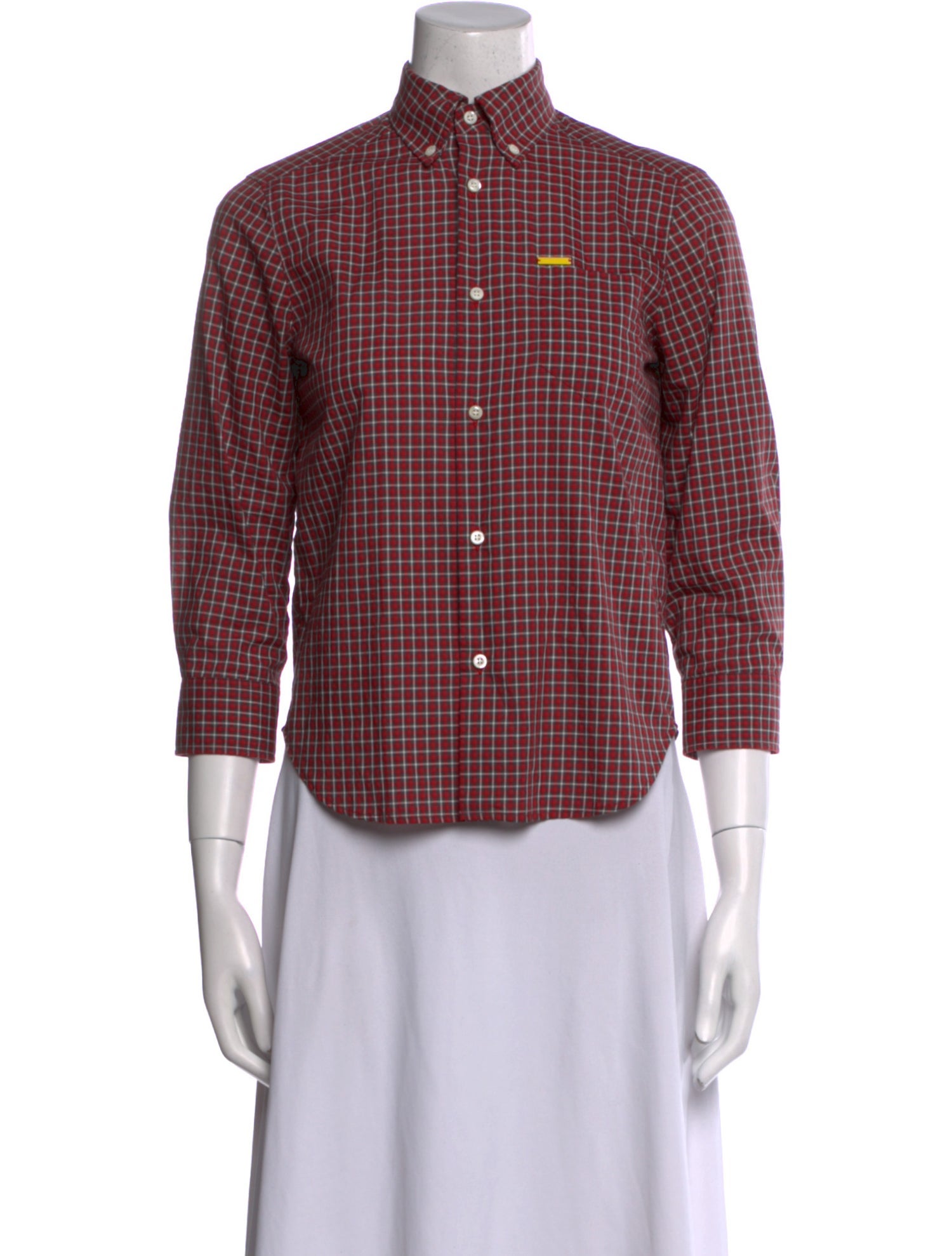 Dsquared² Plaid Print Mock Neck Button-Up Top