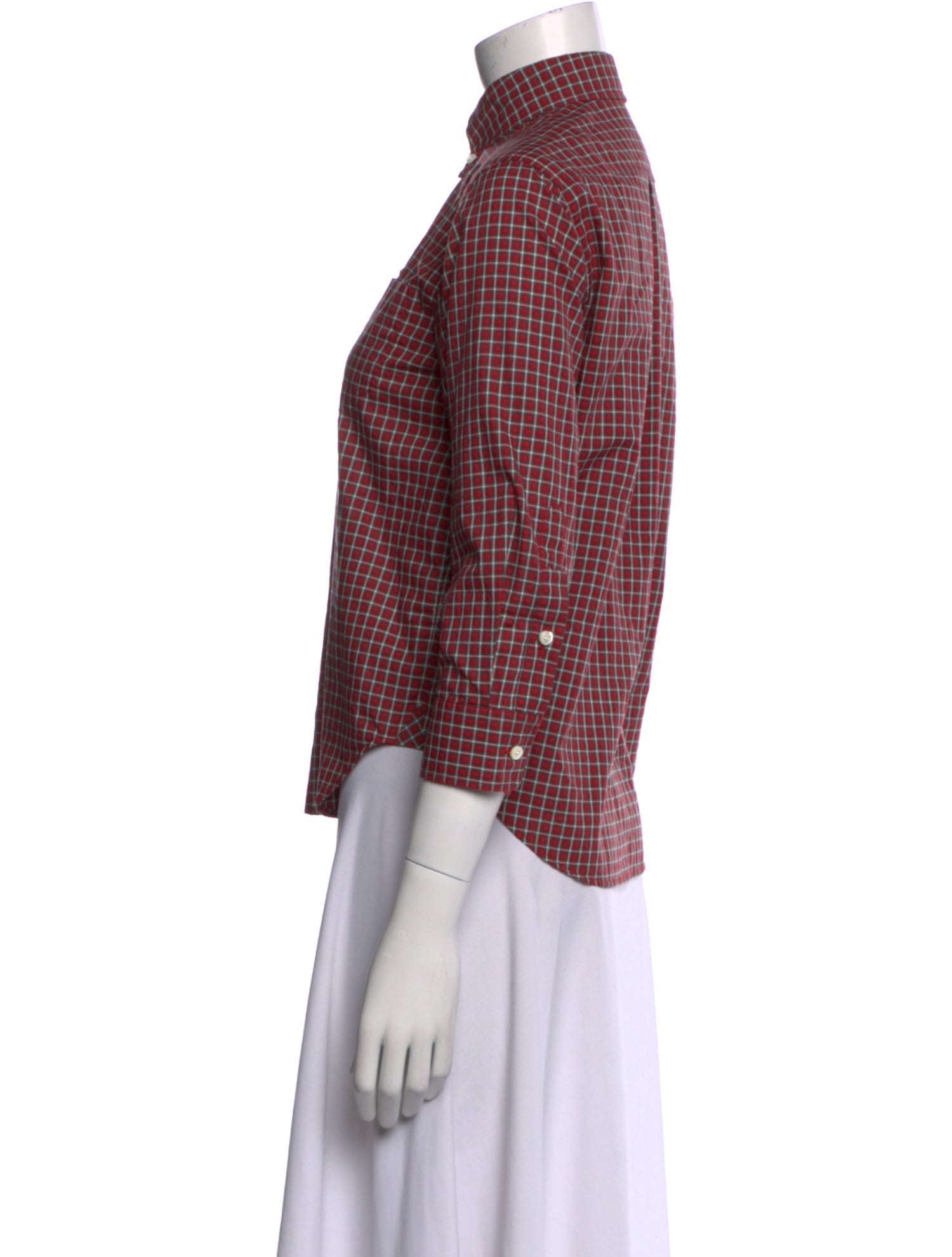 Dsquared² Plaid Print Mock Neck Button-Up Top