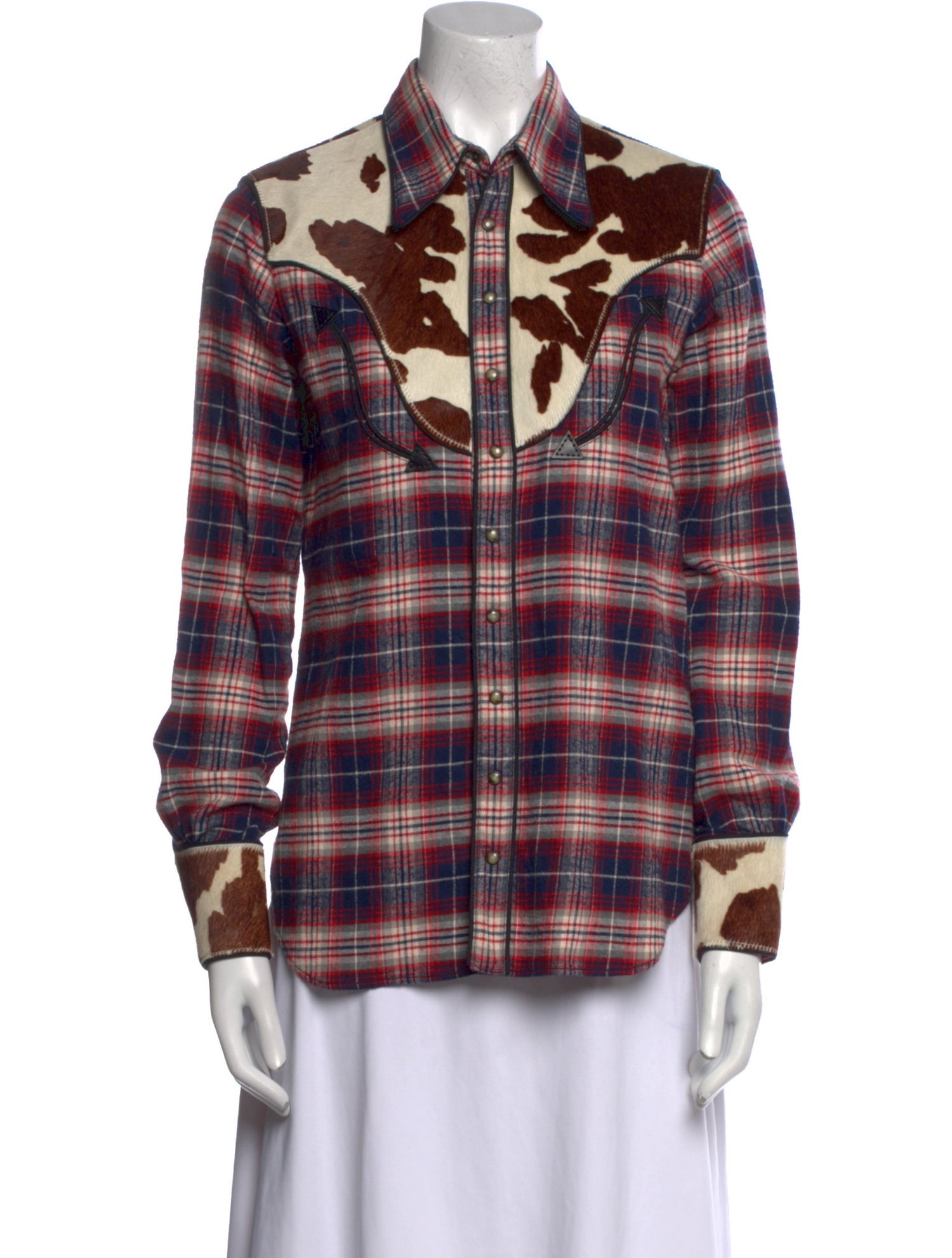Dsquared² Plaid Print Long Sleeve Button-Up Top