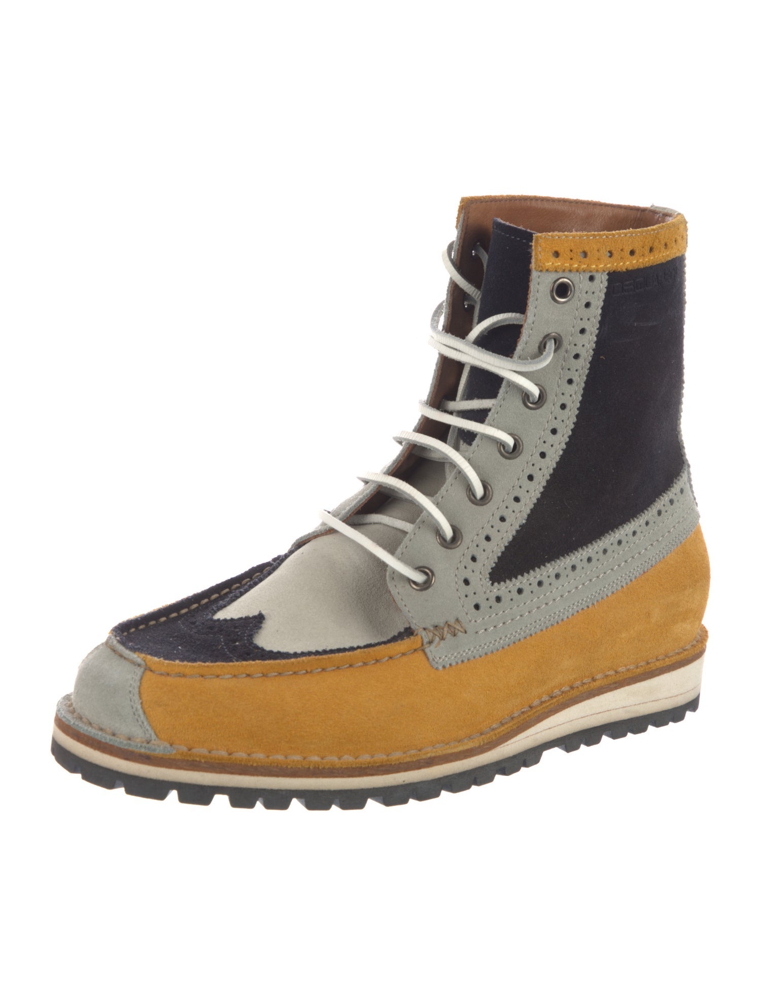 Dsquared² Suede Colorblock Pattern Boots