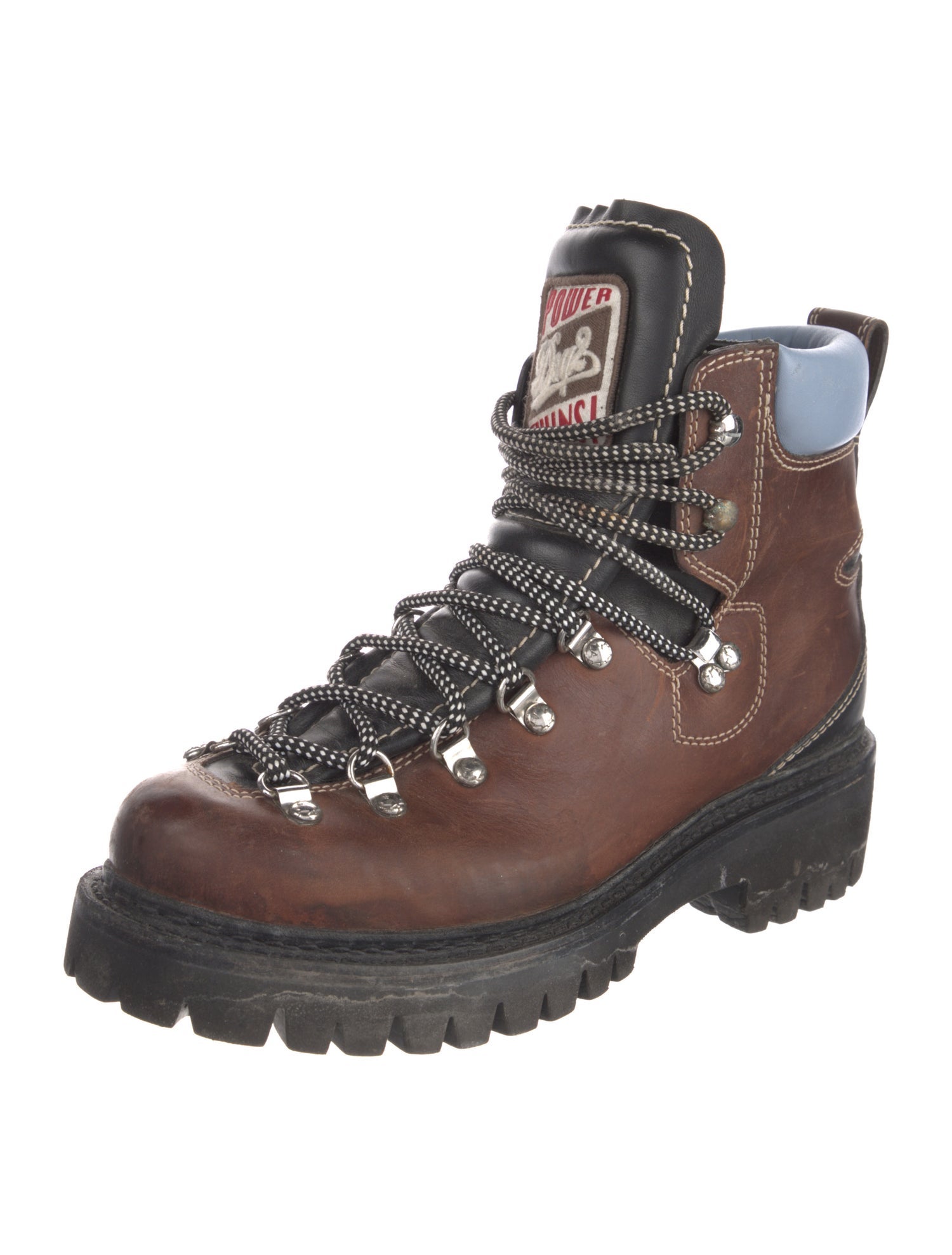 Dsquared² Leather Colorblock Pattern Hiking Boots
