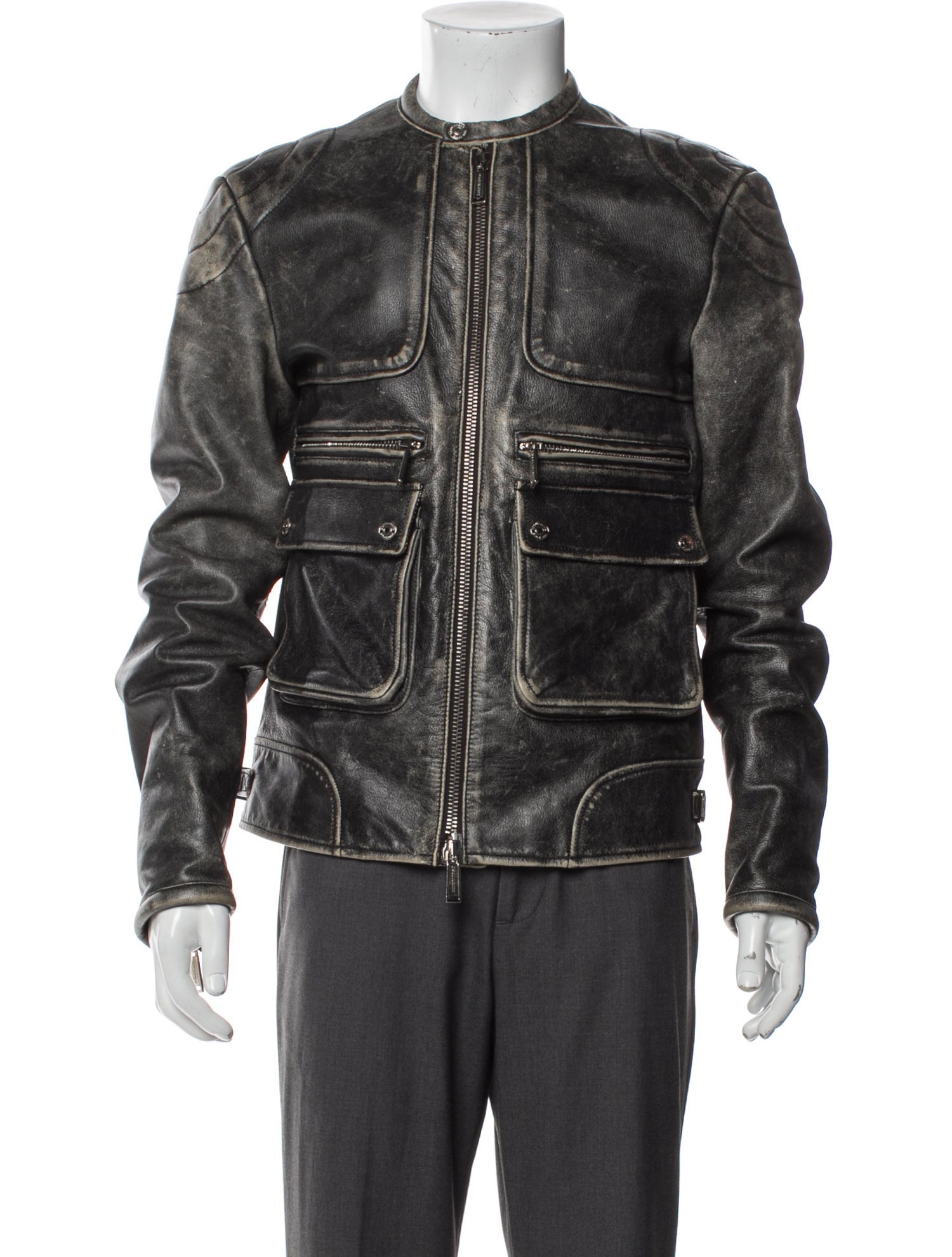 Dsquared² Calf Leather Moto Jacket