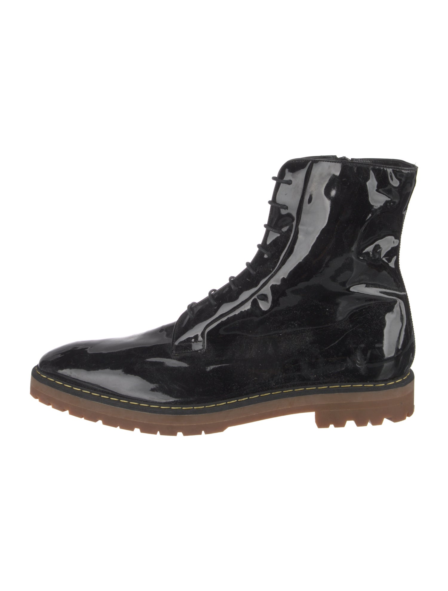 Dsquared² Patent Leather Embroidered Accent Combat Boots