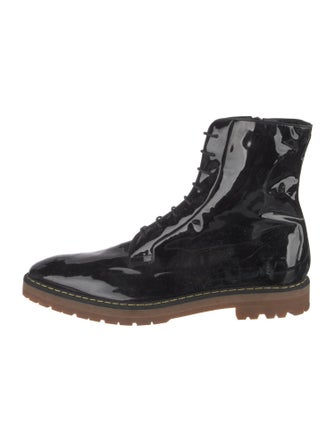 Dsquared² Patent Leather Embroidered Accent Combat Boots