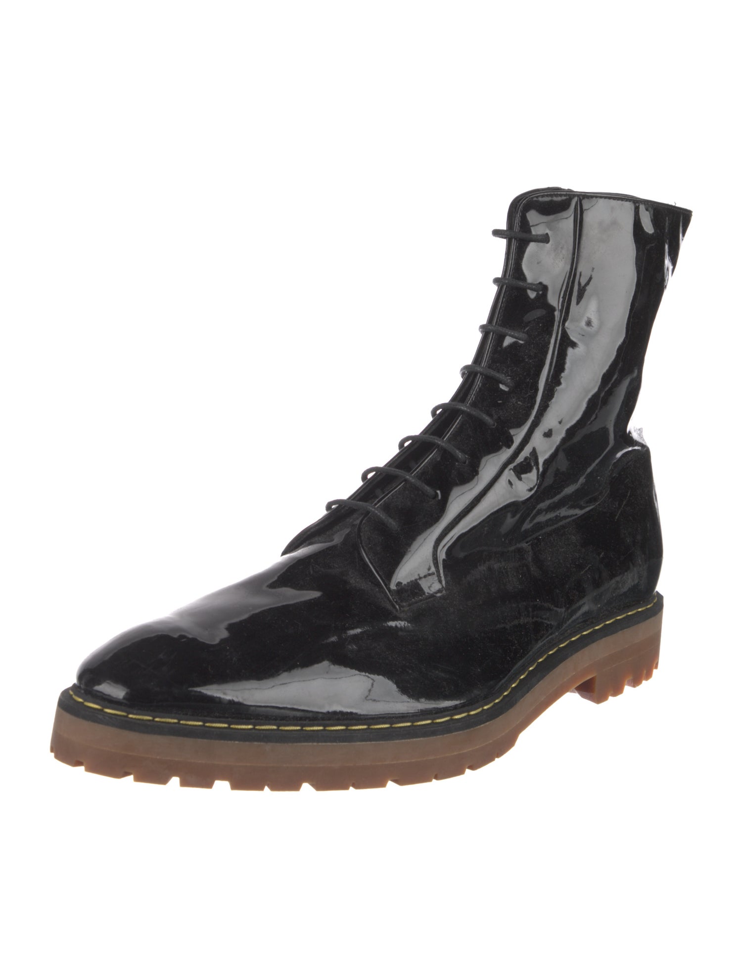 Dsquared² Patent Leather Embroidered Accent Combat Boots