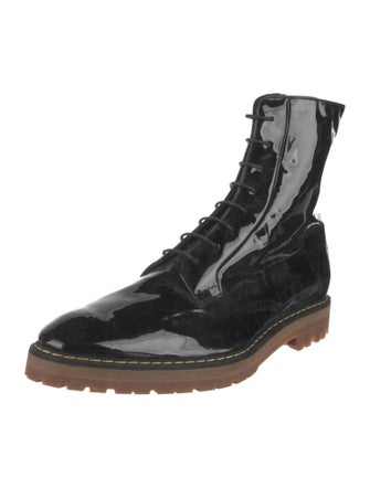 Dsquared² Patent Leather Embroidered Accent Combat Boots