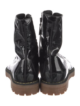 Dsquared² Patent Leather Embroidered Accent Combat Boots