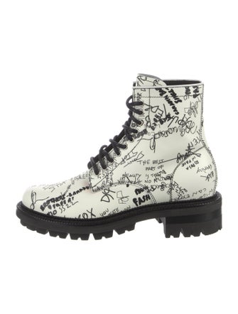 Dsquared² Leather Printed Lace-Up Boots
