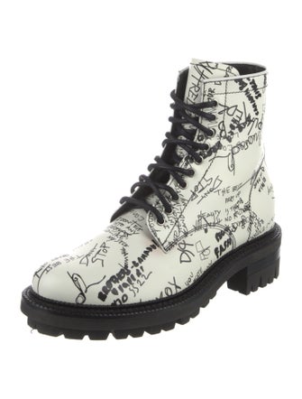 Dsquared² Leather Printed Lace-Up Boots