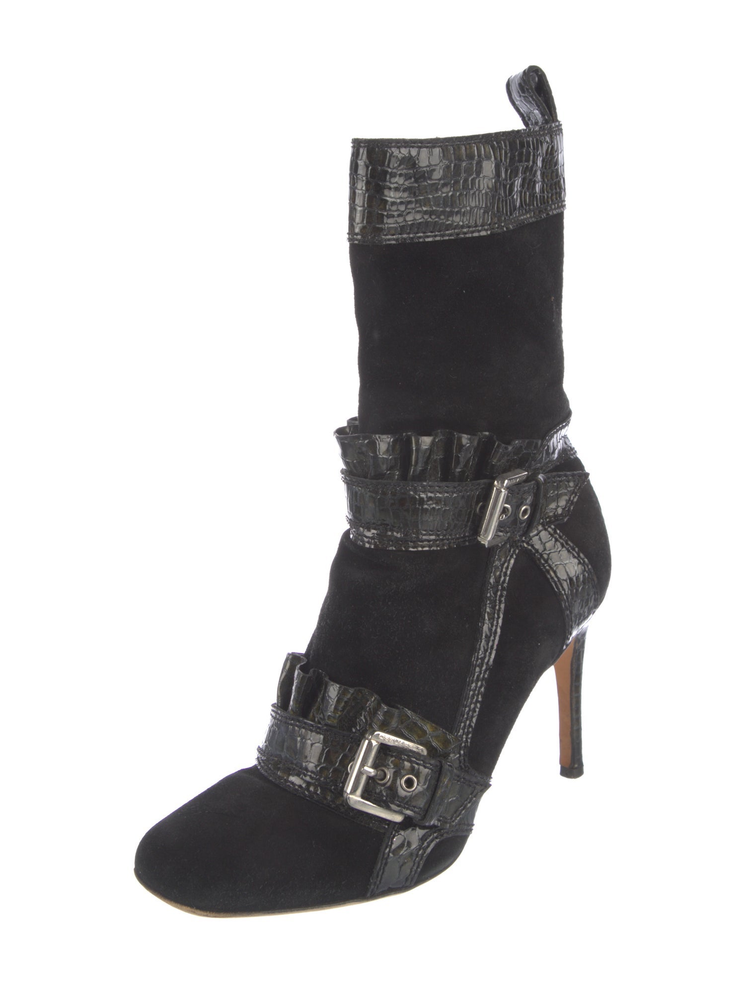 Dsquared² Suede Animal Print Moto Boots