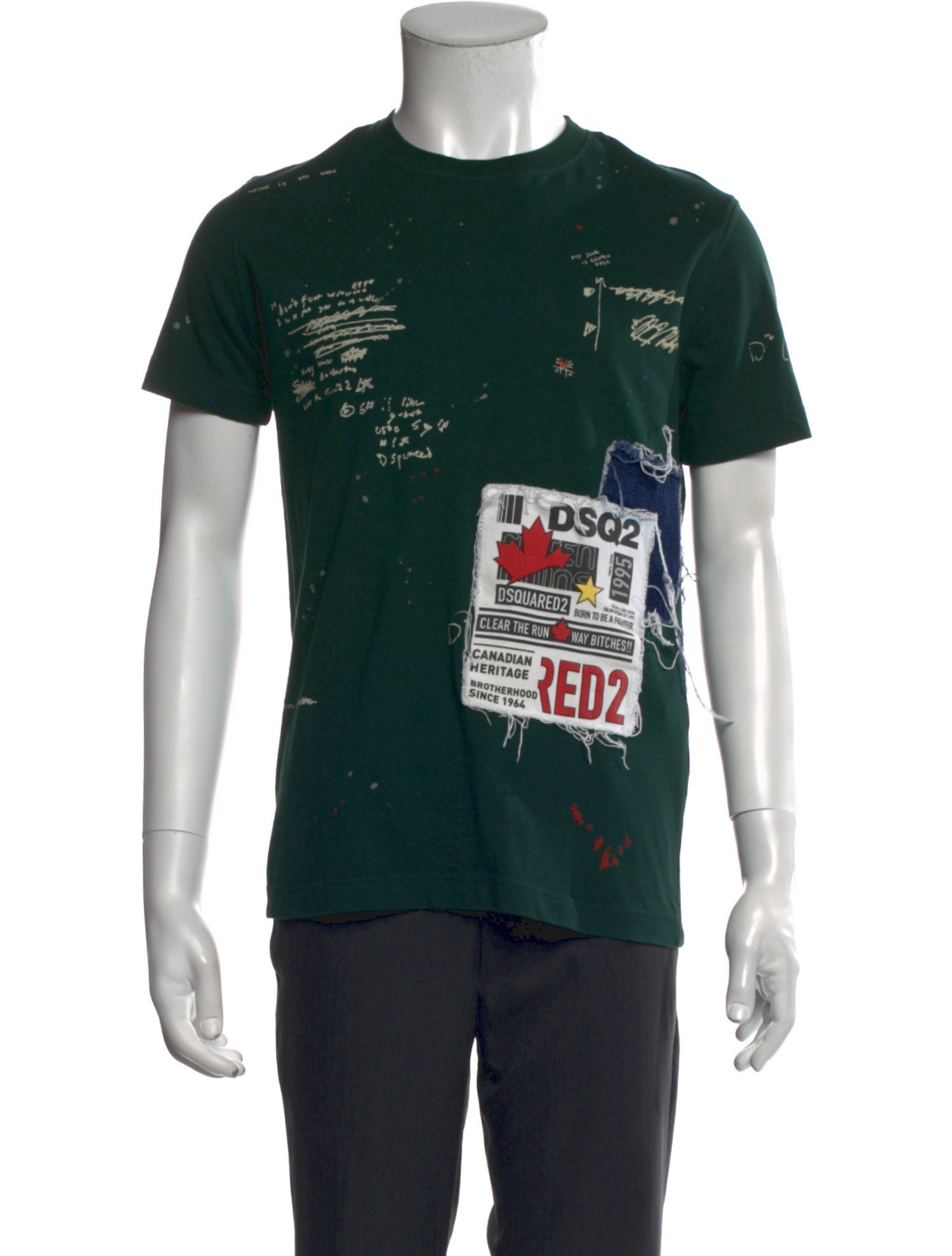 Dsquared² Graphic Print Short Sleeve Denim Shirt