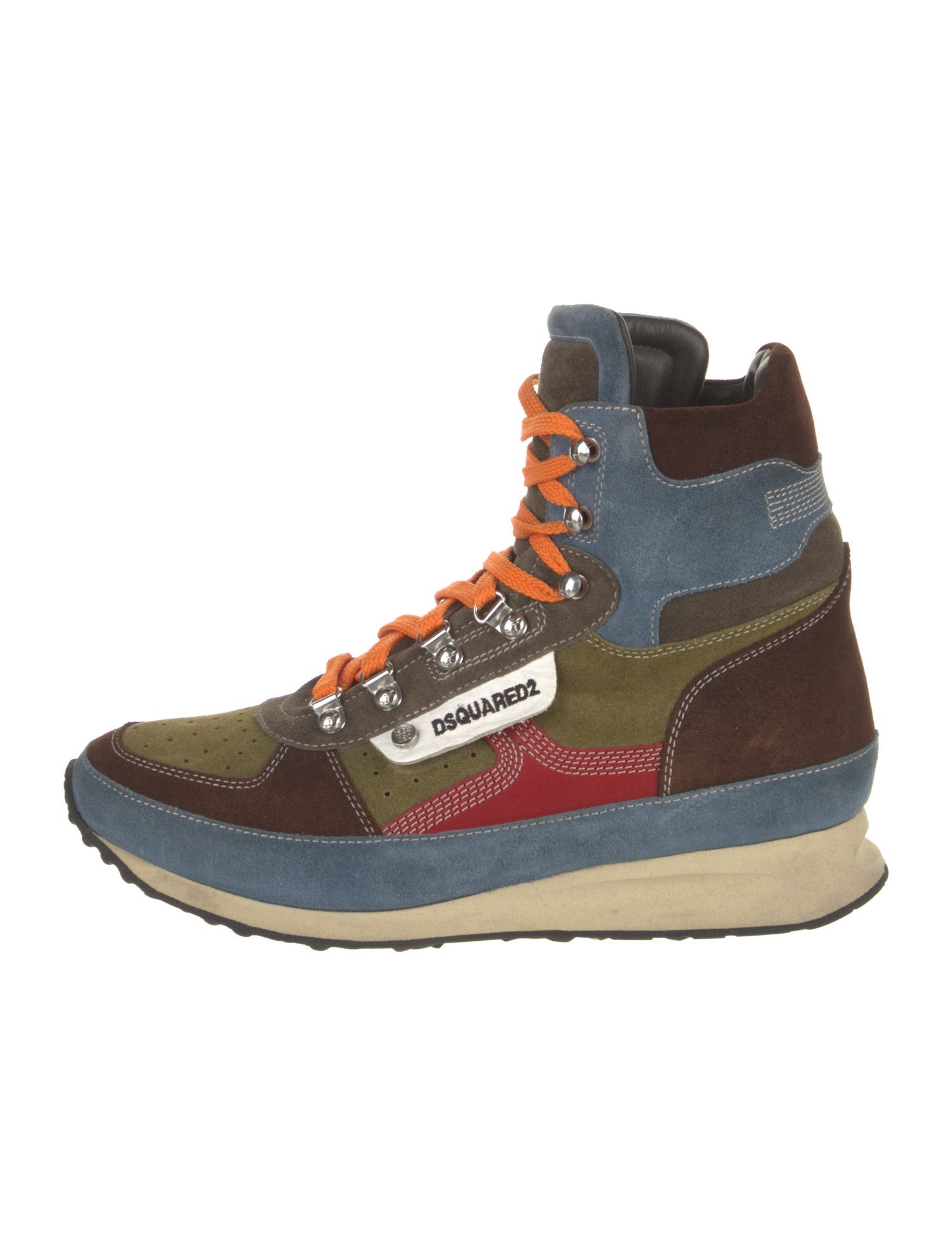 Dsquared² Suede Colorblock Pattern Hiking Boots
