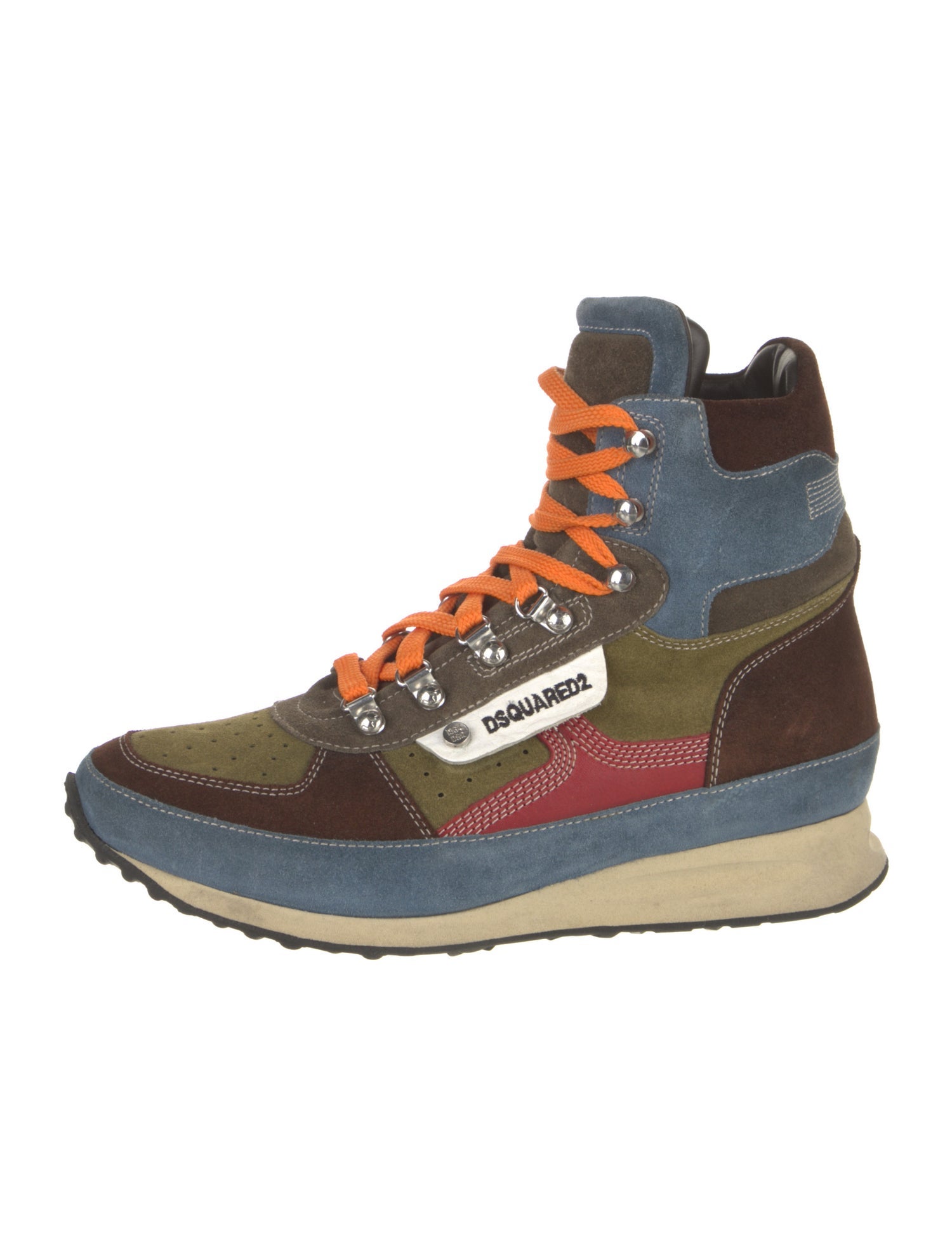 Dsquared² Suede Colorblock Pattern Hiking Boots