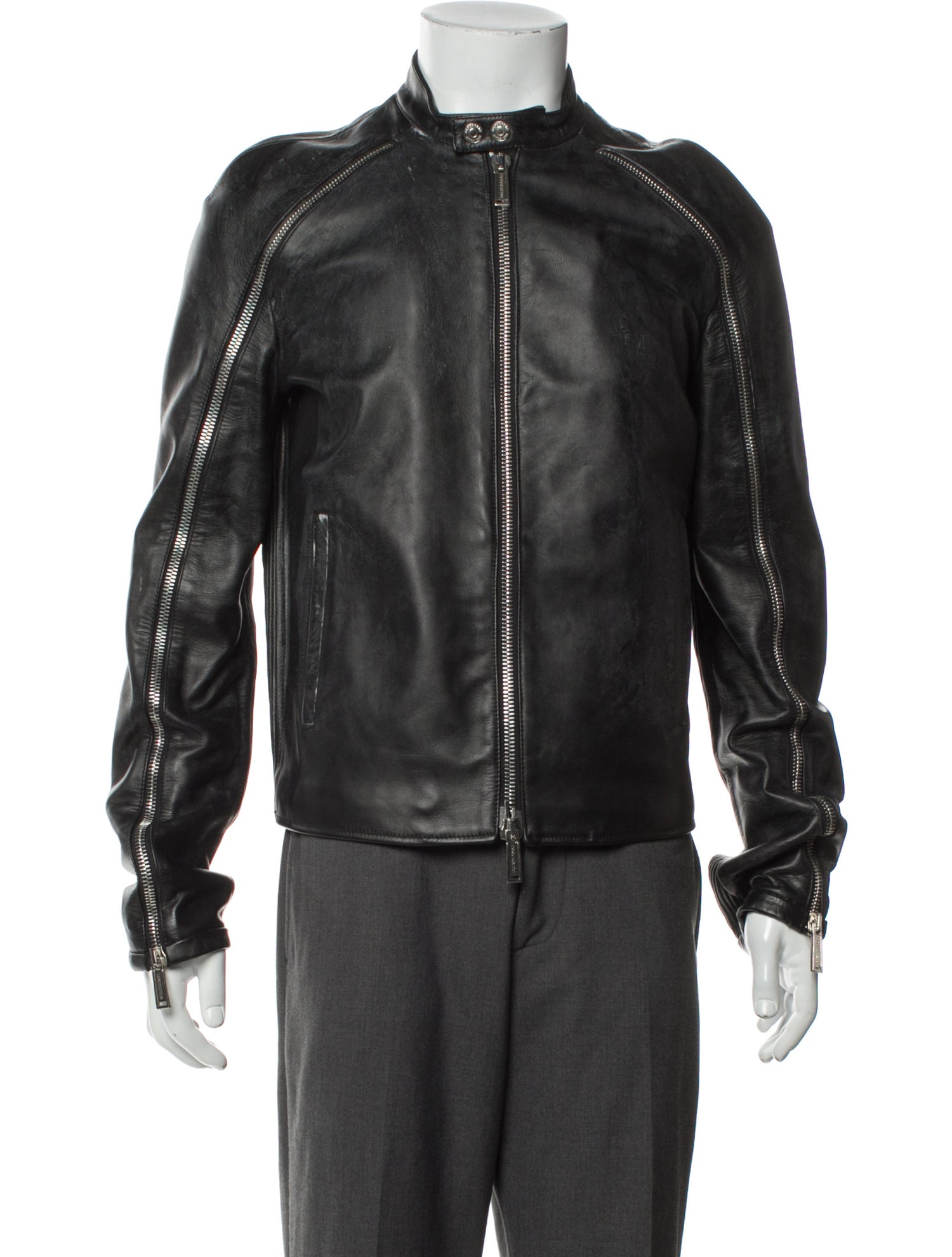 Dsquared² Calf Leather Moto Jacket