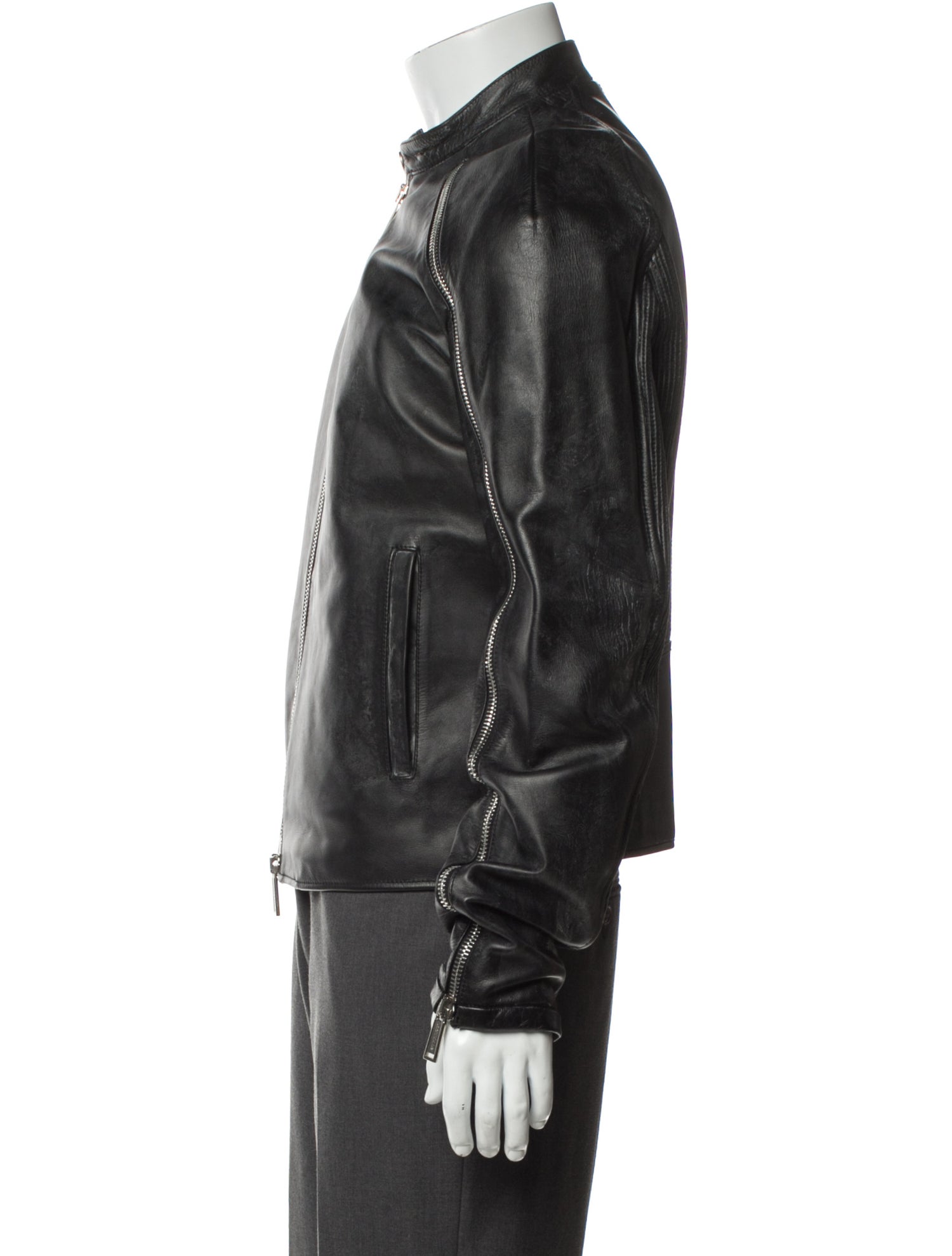Dsquared² Calf Leather Moto Jacket