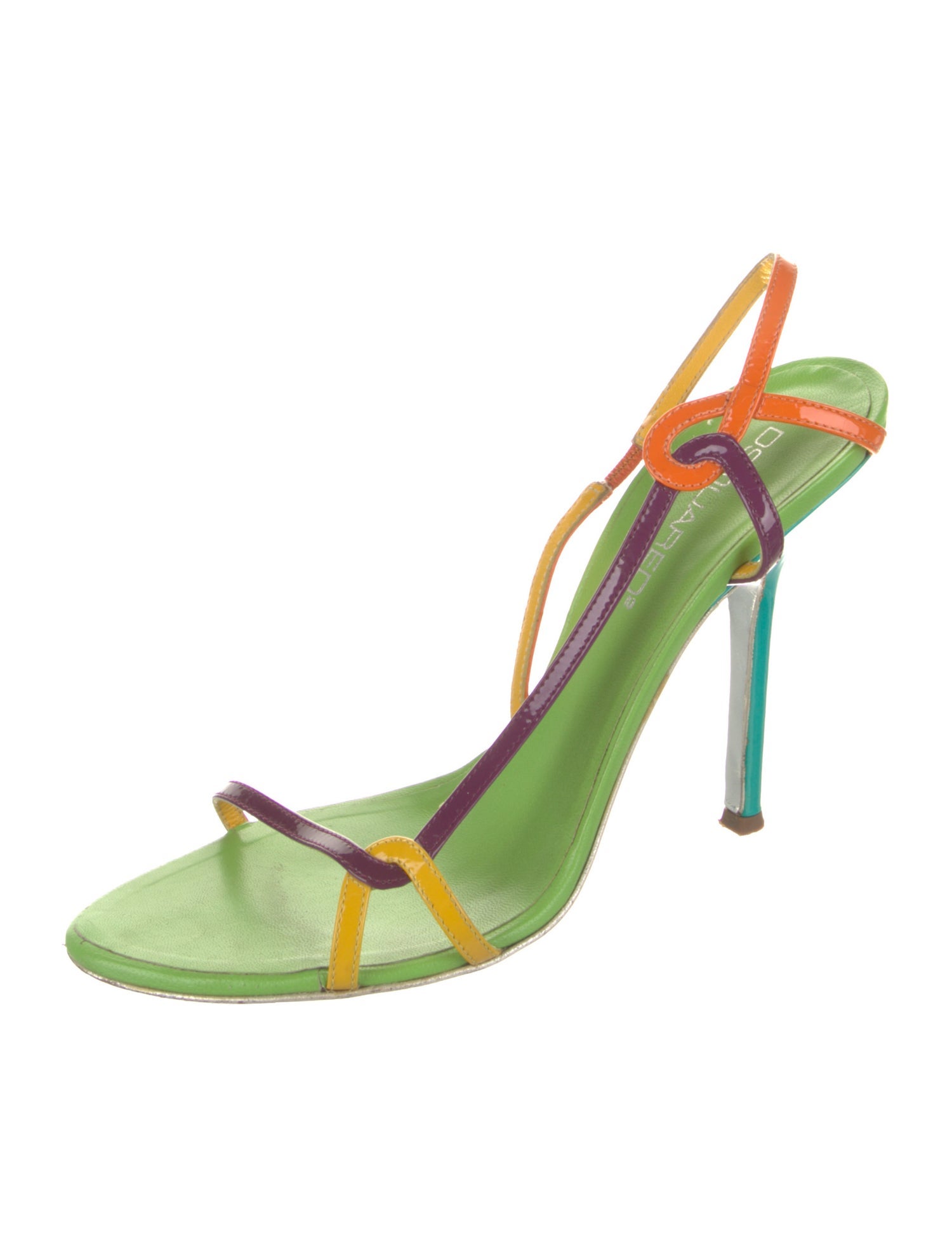 Dsquared² Leather Colorblock Pattern Slingback Sandals