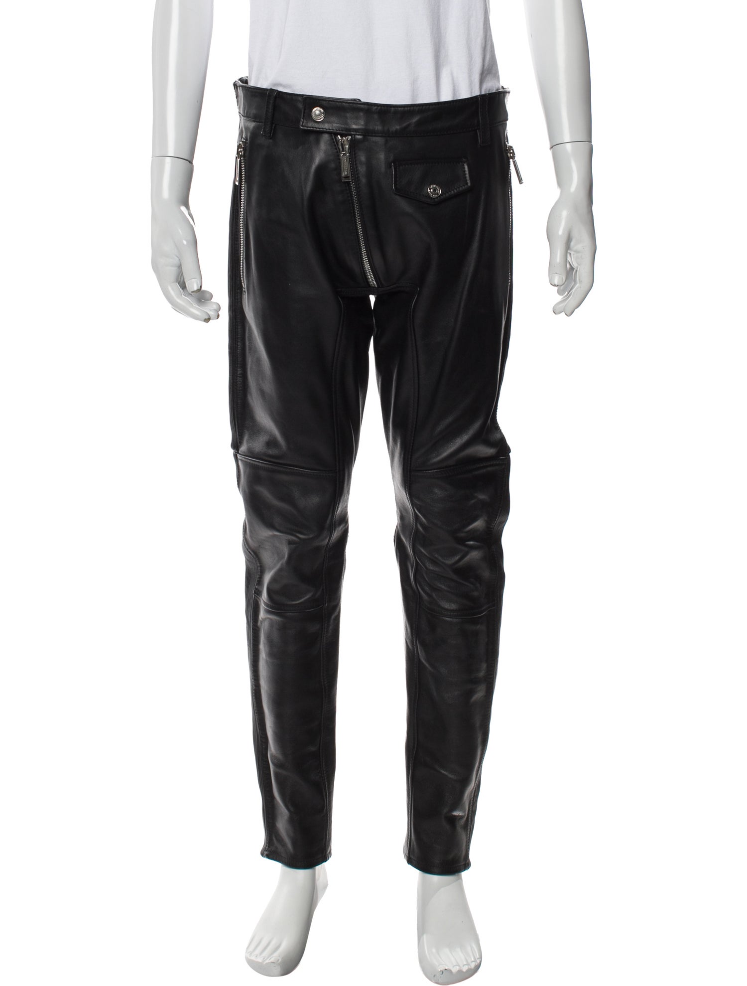 Dsquared² Calf Leather Moto Pants