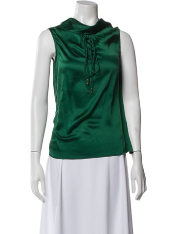Pre-owned Dsquared2 Silk Mock Neck Blouse In Green
