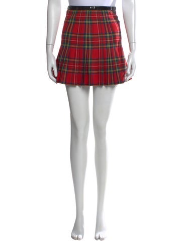 Pre-owned Dsquared2 Plaid Print Mini Skirt In Red