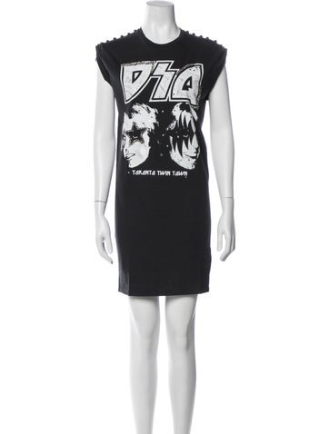 Pre-owned Dsquared2 Graphic Print Mini Dress In Black