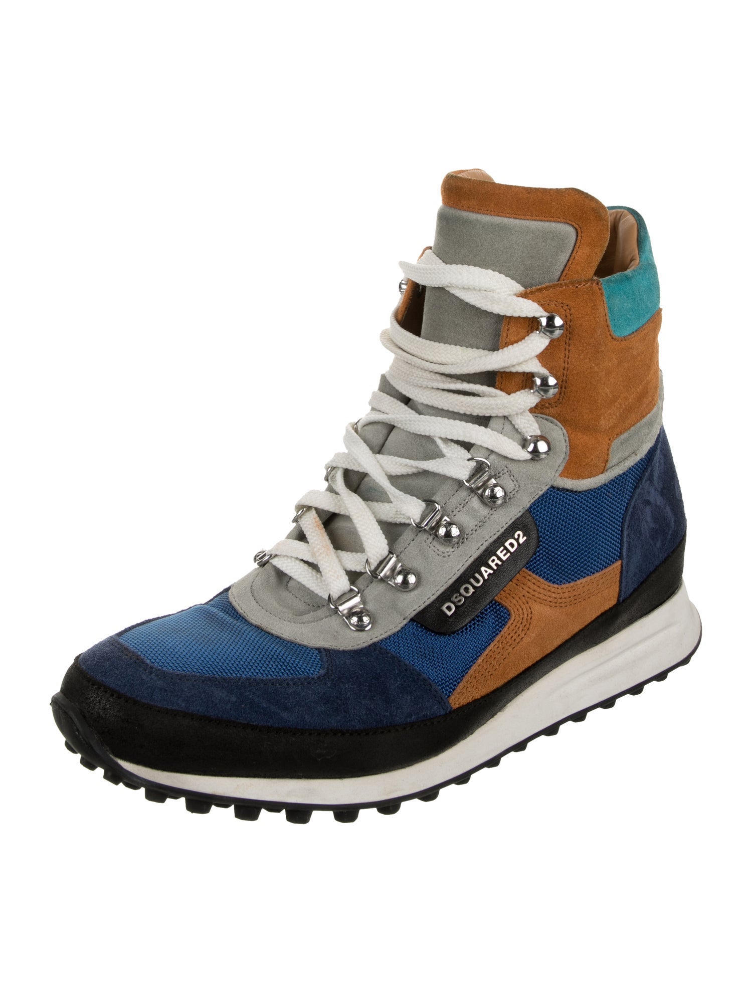 Dsquared² Suede Colorblock Pattern Hiking Boots