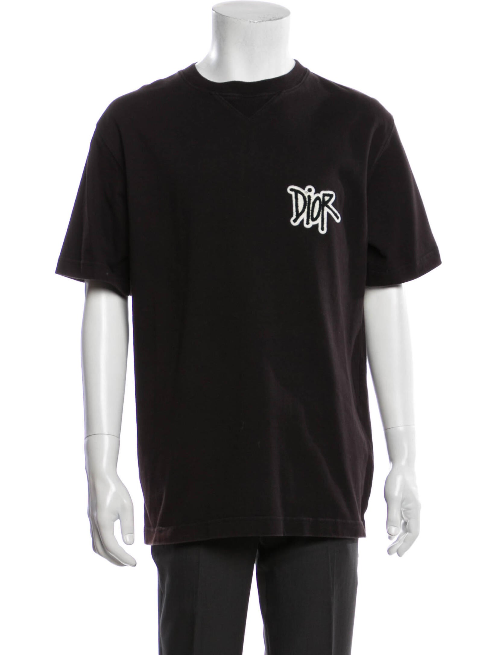 DIOR ディオール Tシャツ 黒 ブラック STUSSY SHAWN DIOR And Shawn Stussy Collaborative Logo Patch Oversized