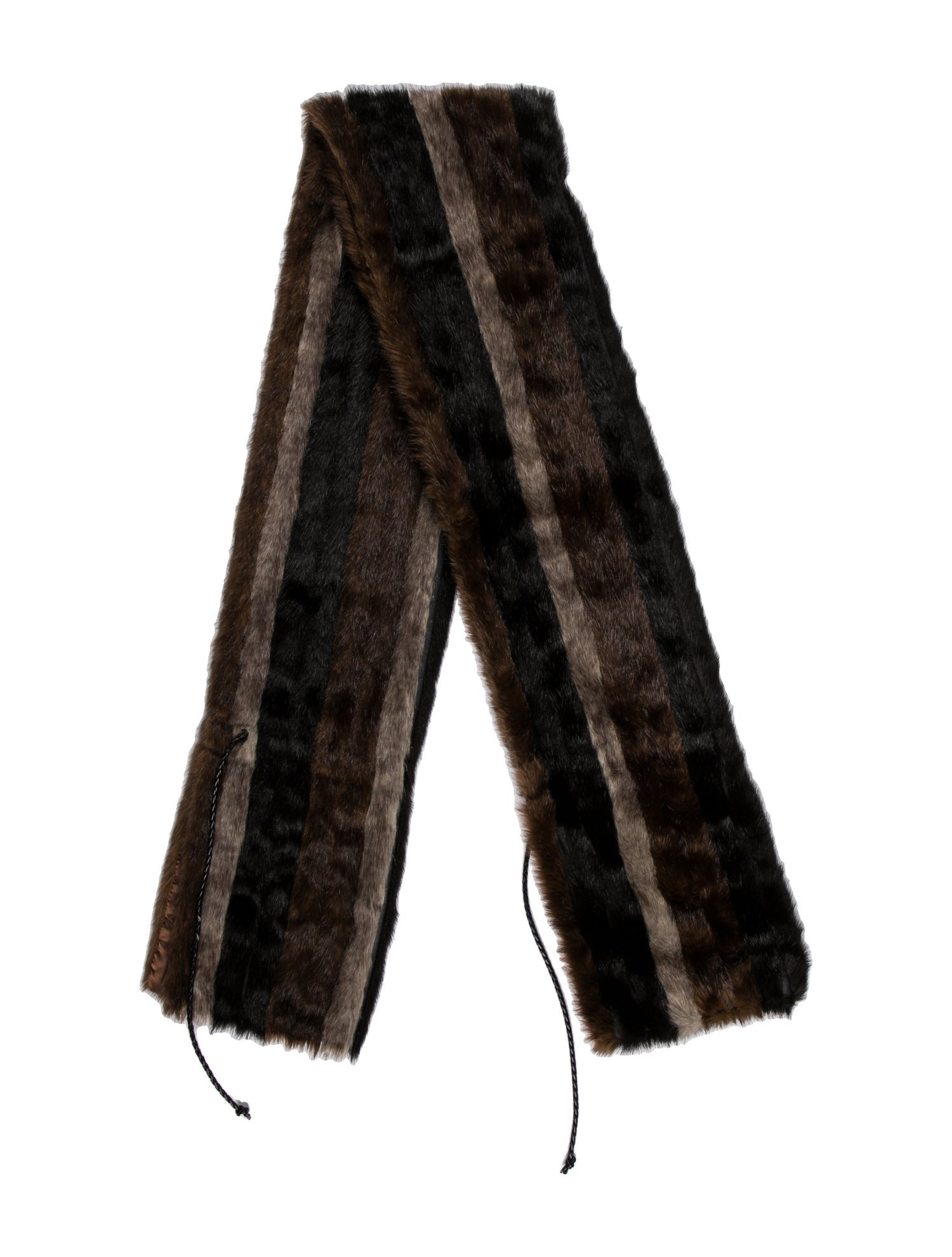 Dana Stein Faux Fur Striped Scarf
