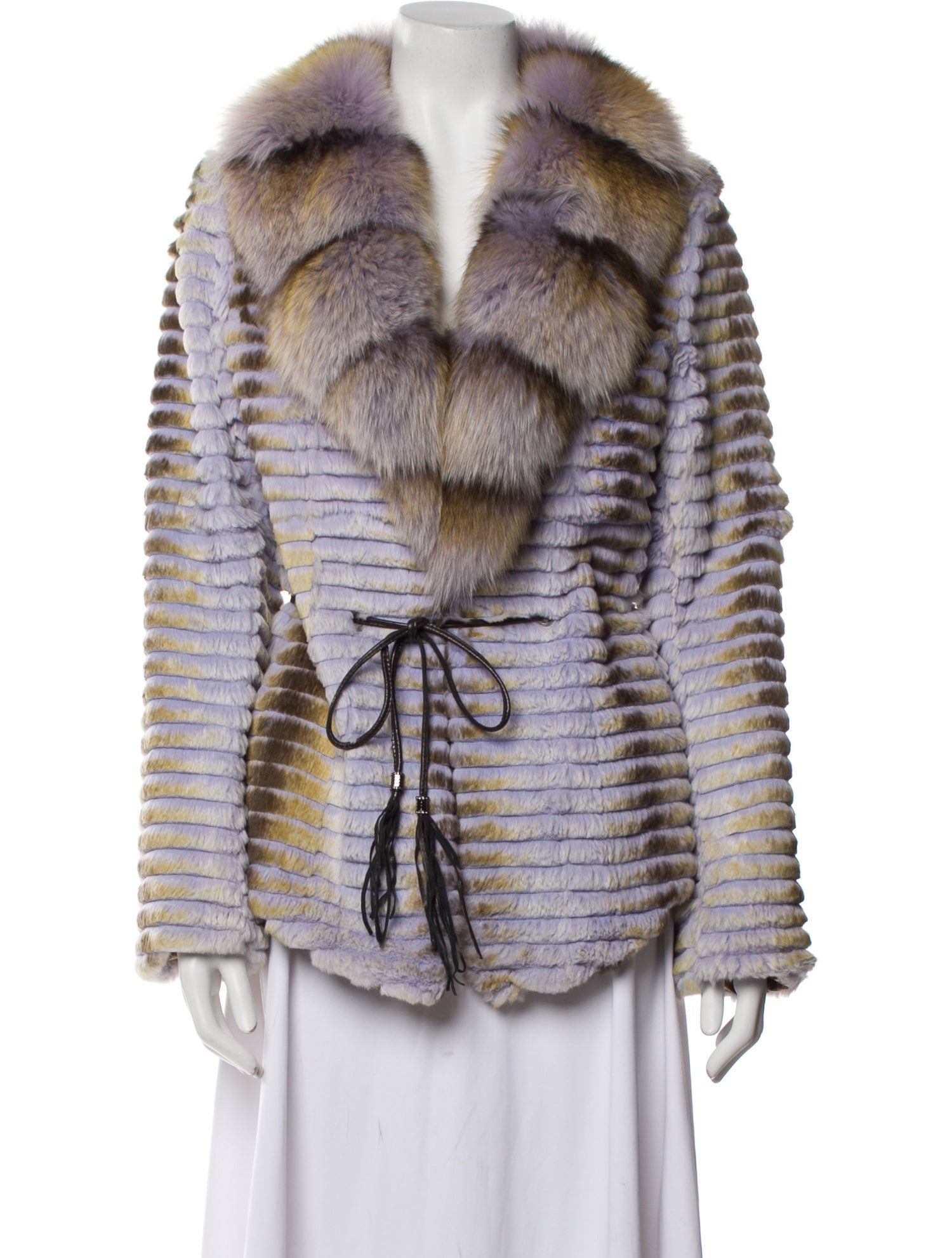Dana Stein Fur Striped Faux Fur Jacket