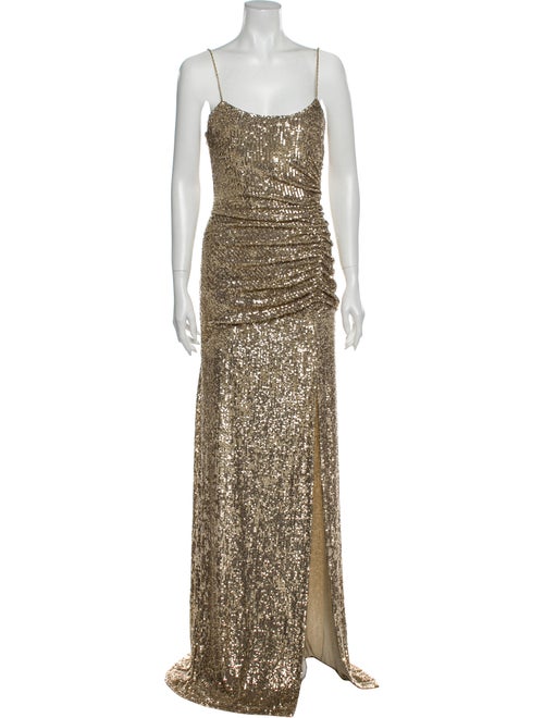 Dundas Square Neckline Long Dress Gold