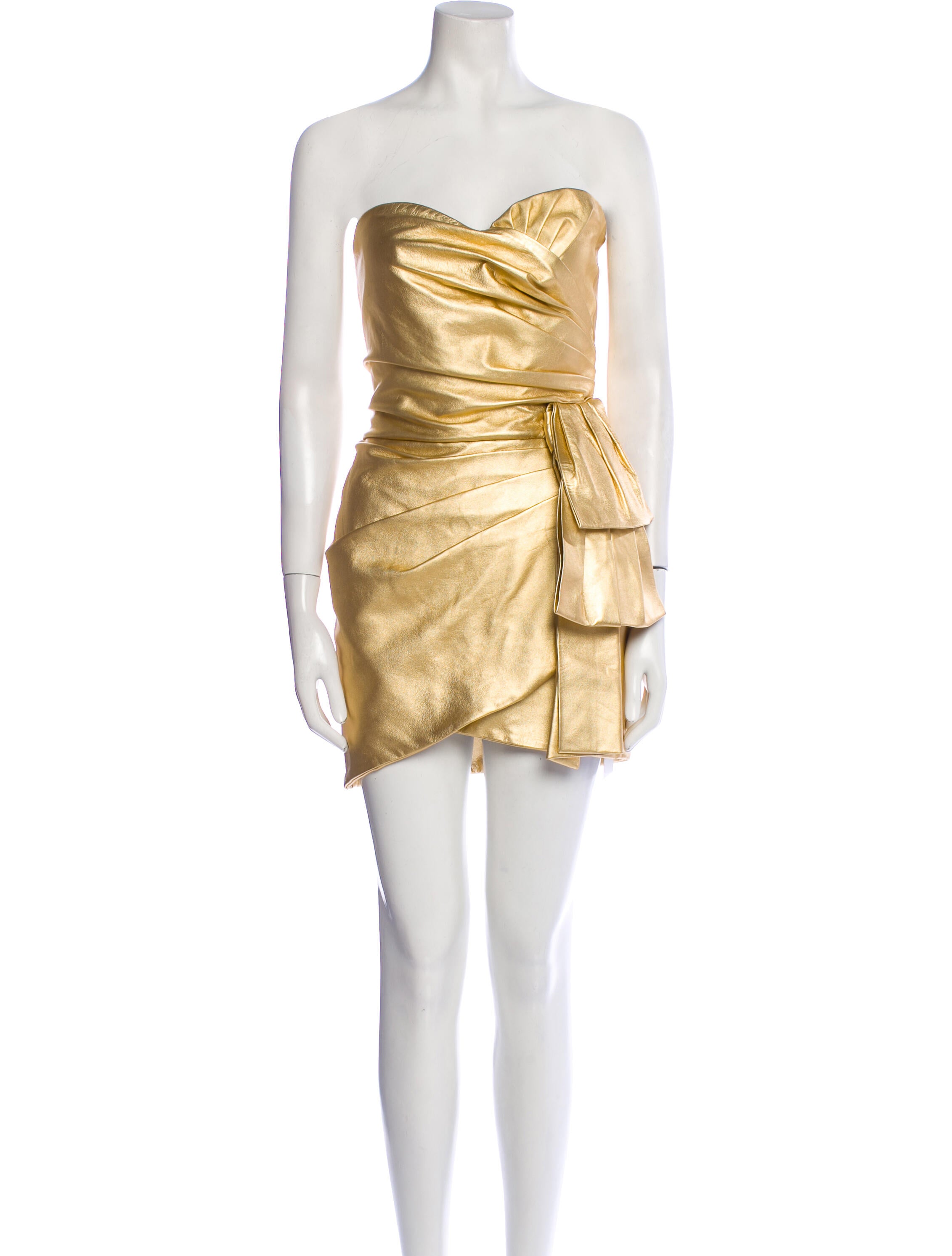 Dundas Lambskin Mini Dress - Gold Dresses, Clothing - DUNDA21164 | The  RealReal