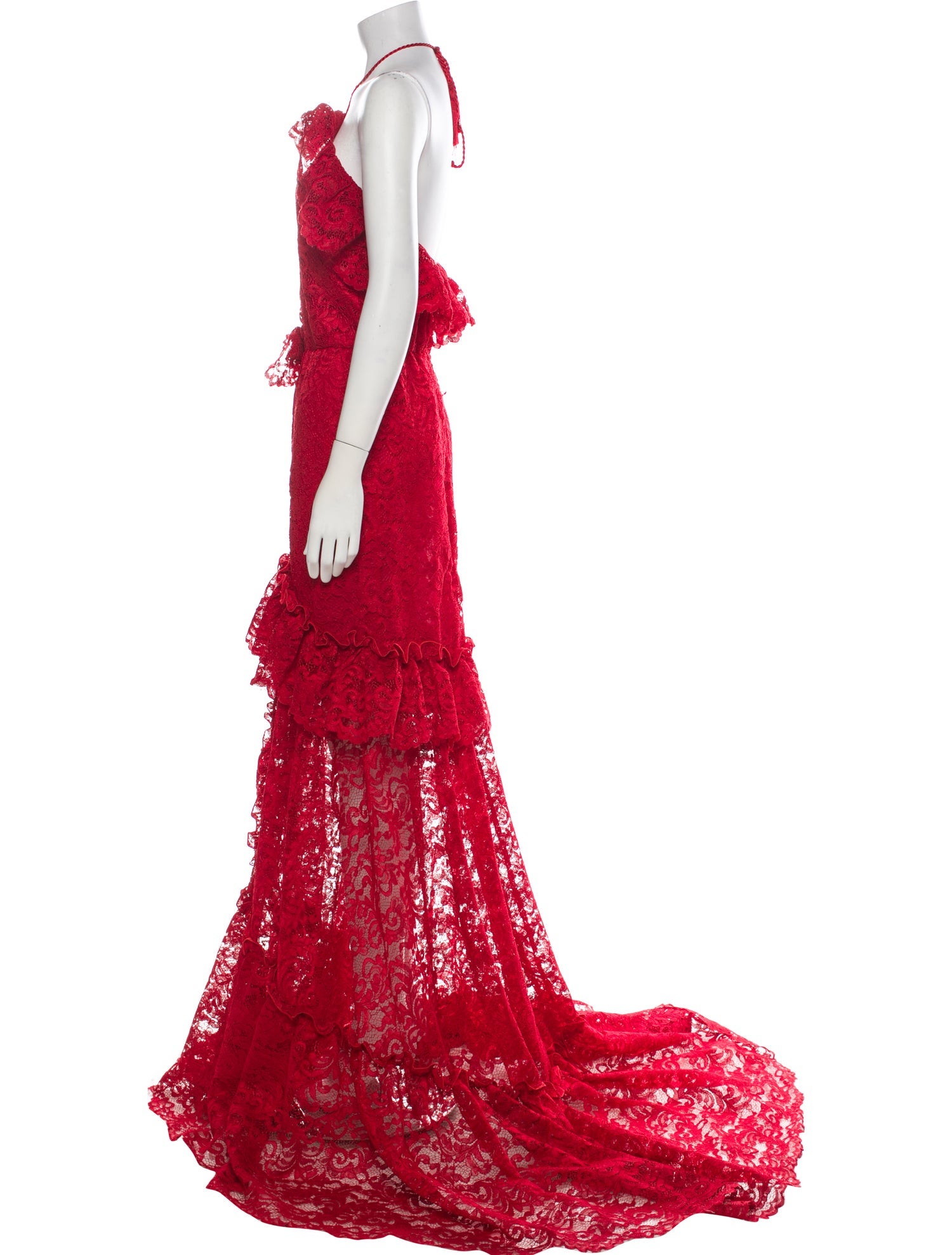 dundas red dress Dundas Lace Pattern Long Dress - Red Dresses, Clothing - DUNDA21673