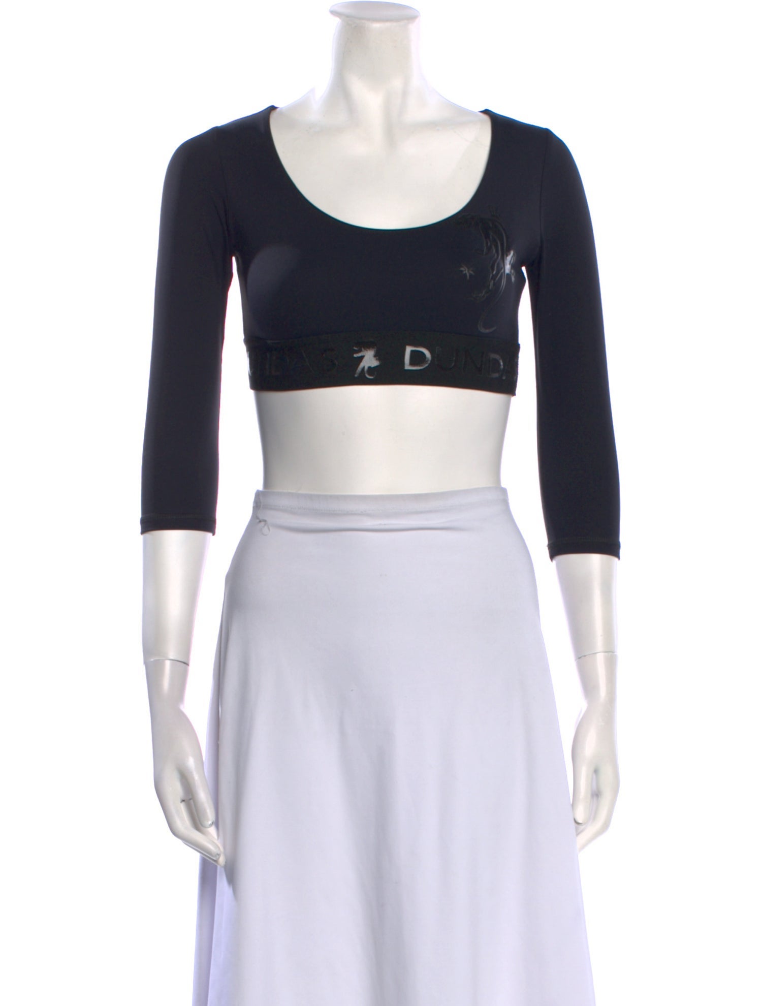 Dundas Scoop Neck Three-Quarter Sleeve Crop Top