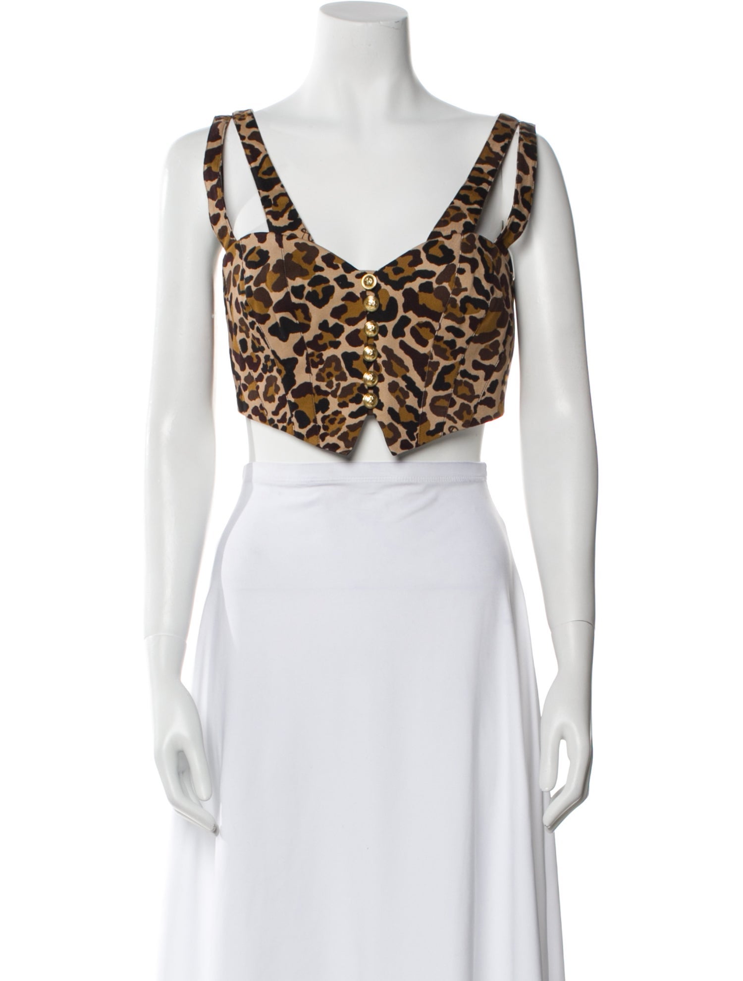 Dundas Animal Print V-Neck Crop Top w/ Tags