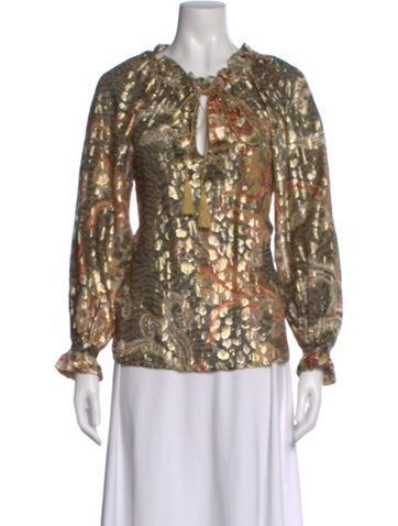 Pre-owned Dundas Silk Patterned Blouse In Multi